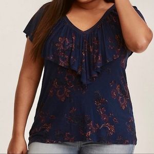 Torrid Navy Strappy Back Flounce Top | EUC | Plus Size 3X